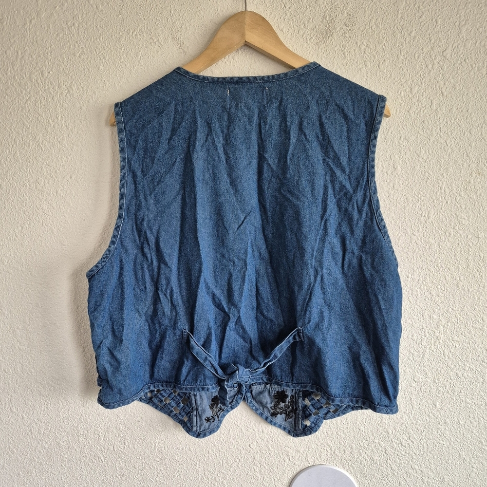 Tantrum Blues Denim Jean Lattice Black Floral 90s Vintage Y2K Women's Size 1X - Picture 4 of 5